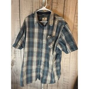 Legendary Whitetails Men’s Short Sleeve Shirt 2XT Tall Blue Brown Plaid Cotton